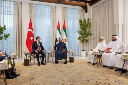 His Highness Sheikh Mohammed bin Zayed Al Nahyan meets with Cevdet Yilmaz, Vice President of Turkey