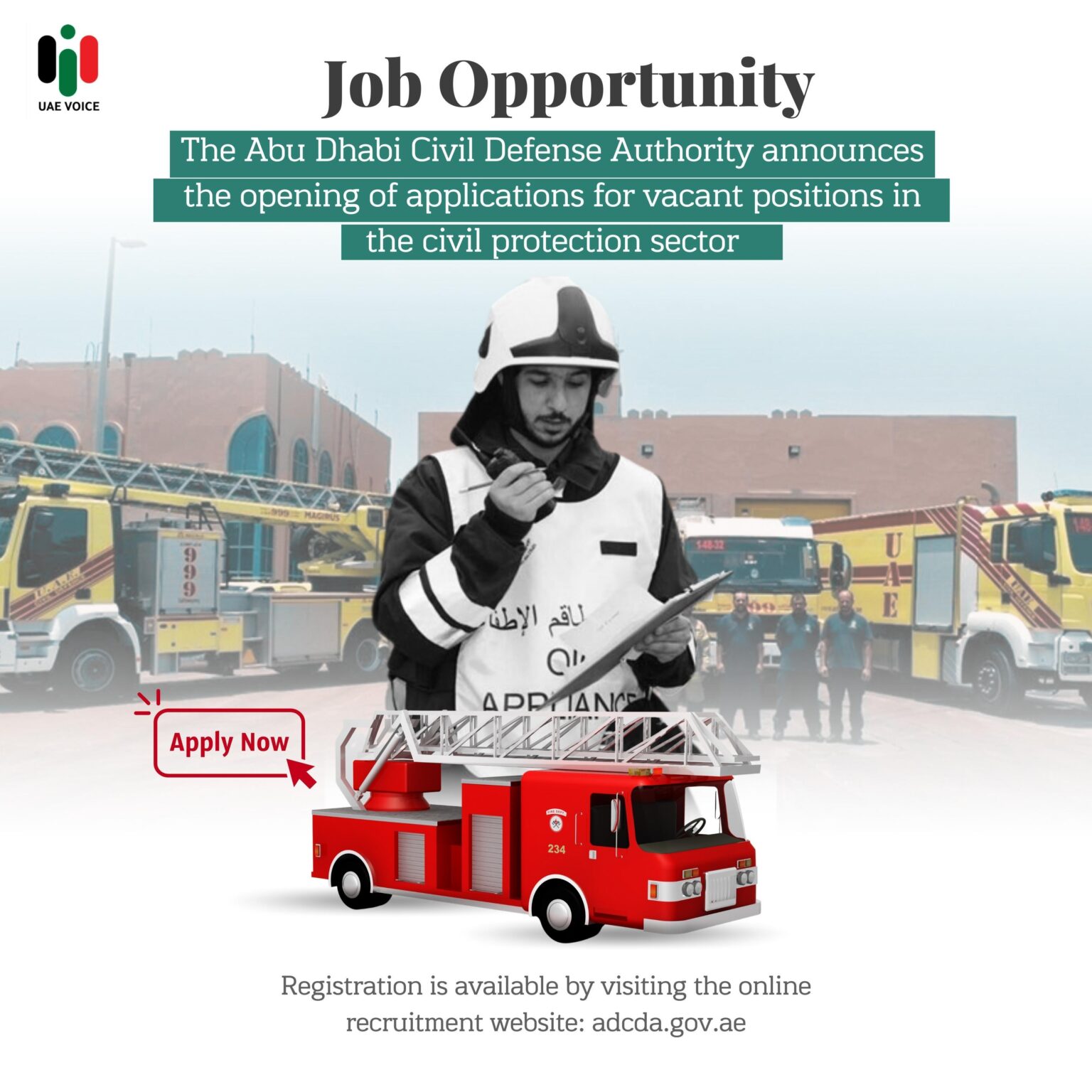 Job opportunities by Abu Dhabi Civil Defense Authority.