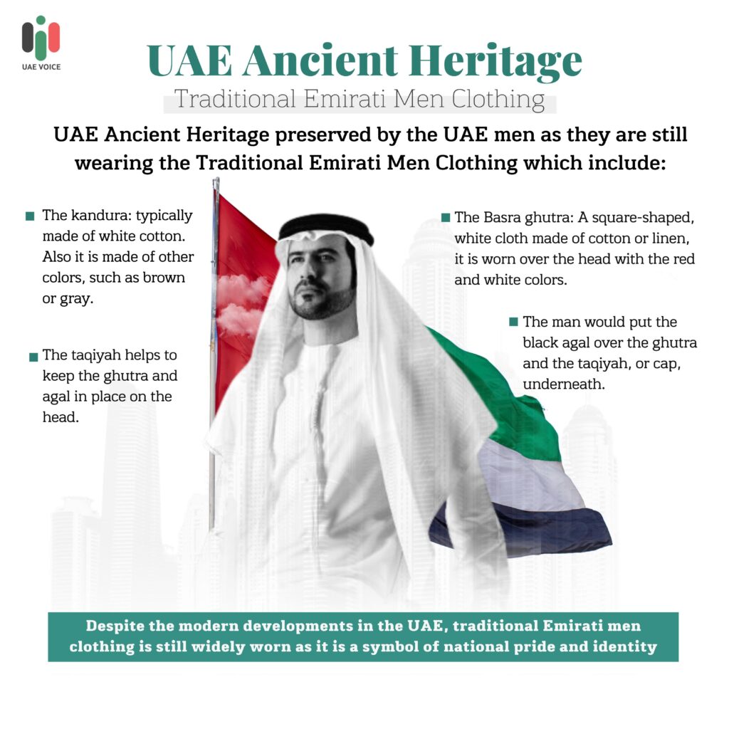 UAE Ancient Heritage preserved by the UAE men, Despite the modern developments traditional Emirati clothing is still widely worn in the UAE.