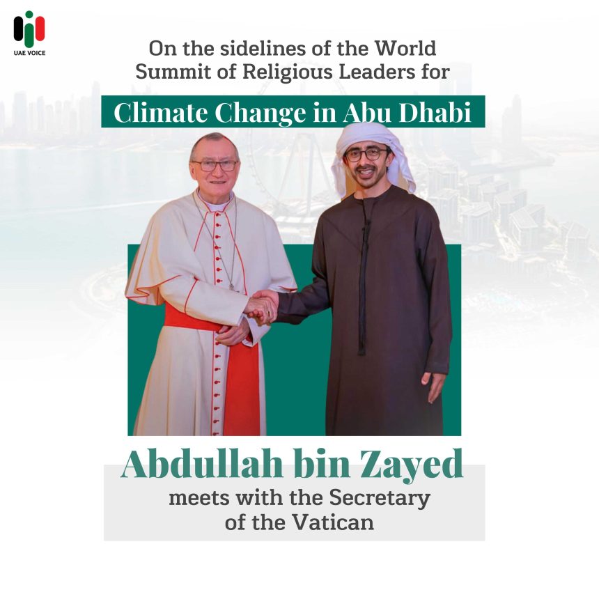 Sheikh Abdullah bin Zayed Meets the Secretary of the Vatican City.