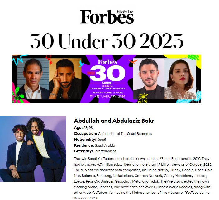 Forbes Middle East 30 Under 30 List With 43 Talents From the UAE