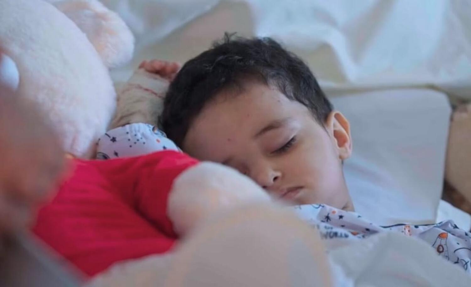 Fati Ala, One-and-a-half-year-old Palestinian boy.He suffered burn injuries during Gaza war. Now, he is sleeping peacefully, with a teddy bear doll at a private hospital in Abu Dhabi. He will no longer wake up due to the deafening sounds of Israeli bombardment. Fati Ala is on the path to recovery, and a semblance of normalcy is gradually returning to his life.